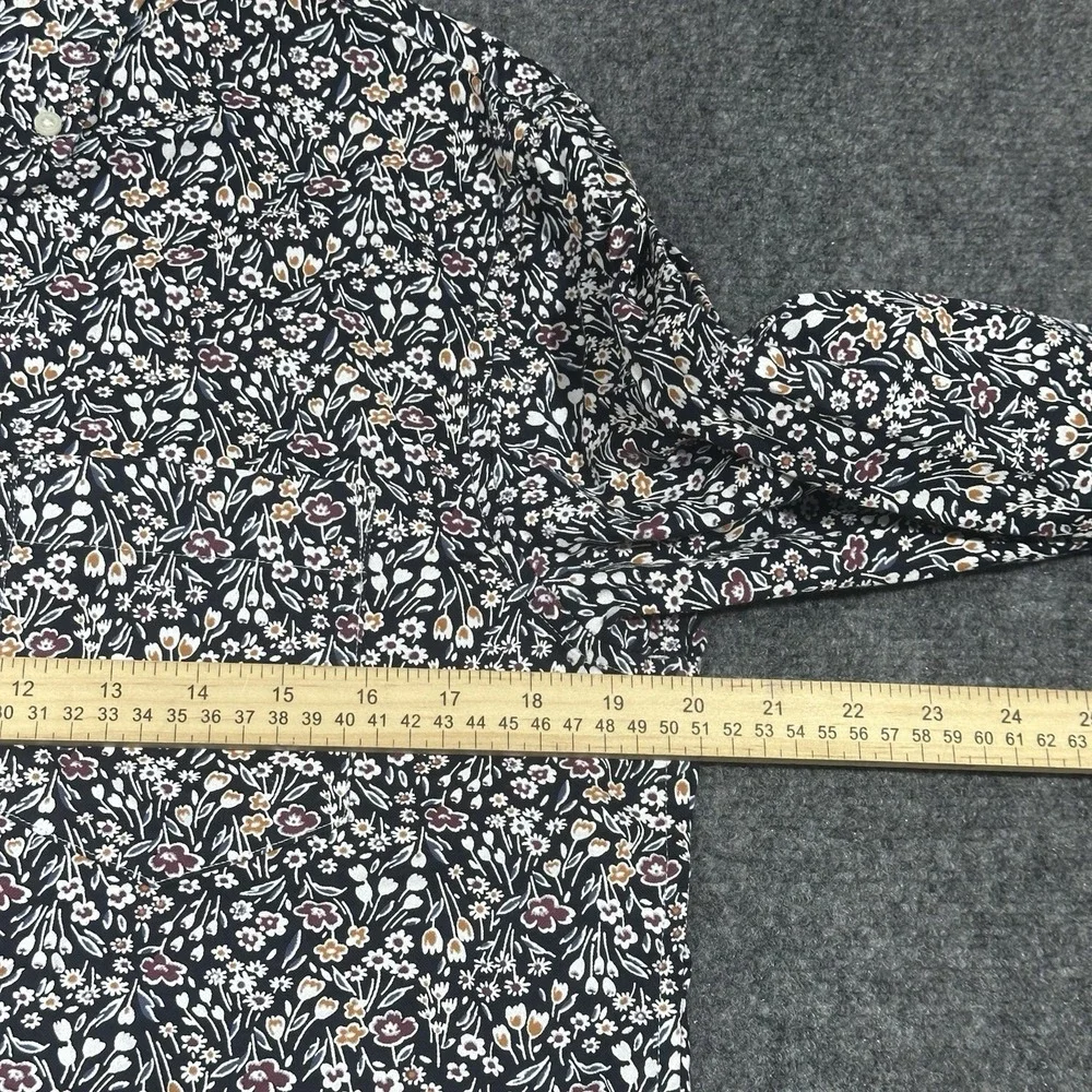 Banana Republic Shirt Mens Medium Blue Floral Button ‎ Long Sleeve Untucked Fit
